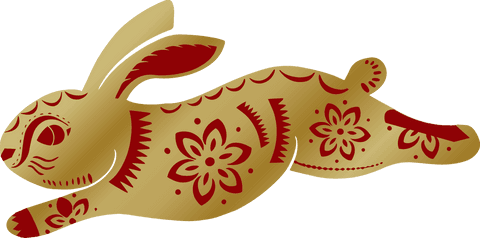 Decorative Golden Rabbit Icon on Transparent Background Celebrating Traditions