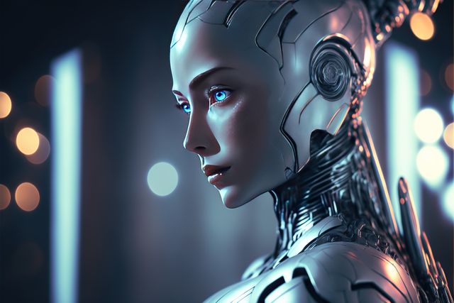 Futuristic Female Cyborg with Detailed Cybernetic Enhancements - Download Free Stock Images Pikwizard.com