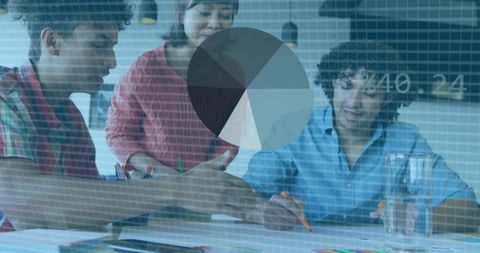 Diverse Colleagues Collaborating in Futuristic Workspace