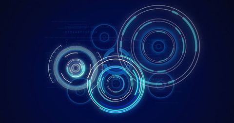 Futuristic Neon Circular Databases and Hypnotic Scan Lines - Download Free Stock Images Pikwizard.com