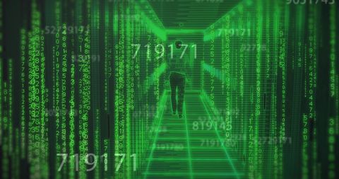 Surreal Digital Matrix with Man Amid Binary Code - Download Free Stock Images Pikwizard.com