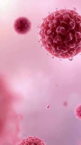 Microscopic Particle Drifting Through Pink Fluid Simulation With Biomolecular Detail