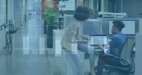 Diverse Businesswomen Analyzing Data on Tech and Finance Charts