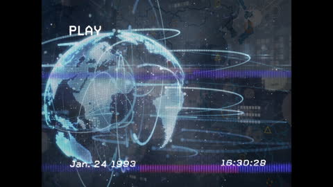 Retro Digital Animation of World Globe