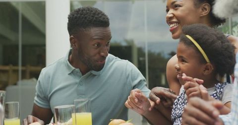 Joyful African American Family Enjoying Breakfast Outdoors - Download Free Stock Images Pikwizard.com