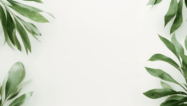 Framing green leaves creating minimal botanical background with central negative space