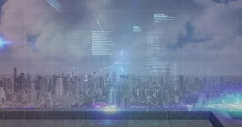 Futuristic Digital Data Interface Over Urban Cityscape - Download Free Stock Images Pikwizard.com