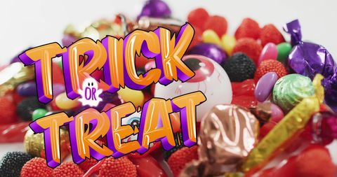 Colorful Halloween Sweets with Trick or Treat Text
