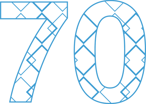 Celebratory Blue Patterned Number 70 Vector on Transparent Background - Download Free Stock Videos Pikwizard.com