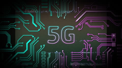 Futuristic 5G Concept with Digital Circuit Animation