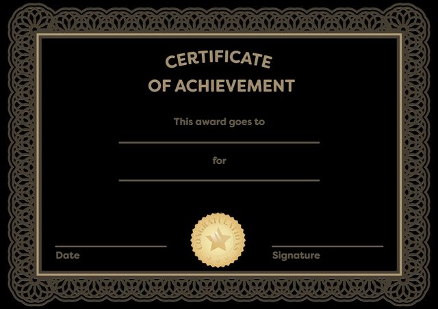 Elegant Certificate of Achievement Template with Gold Border - Download Free Stock Templates Pikwizard.com