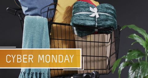 Cyber Monday Shopping Cart with Holiday Gifts and Text Overlay - Download Free Stock Images Pikwizard.com