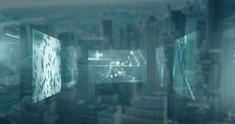 Futuristic Medical Data Display Over Urban Landscape - Download Free Stock Images Pikwizard.com