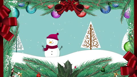 Festive Christmas Border with Cheerful Snowman in Winter Scene