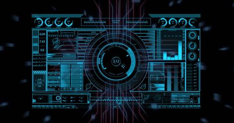 Futuristic technology interface with digital data overlay
