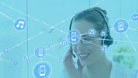 Telecommunication Network Concept with Digital Icons