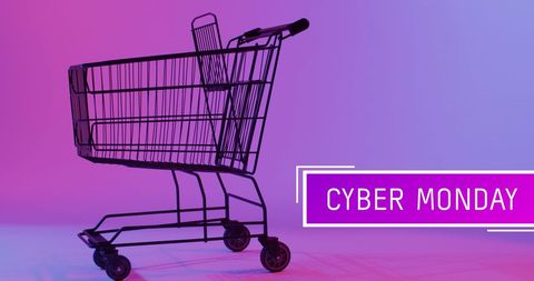 Cyber Monday Advertisement with Shopping Cart Visual - Download Free Stock Images Pikwizard.com