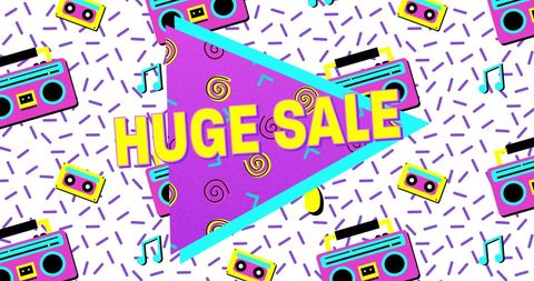 Bold huge sale advertisement in retro eighties style
