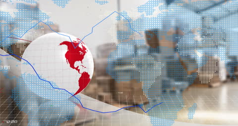 Digital Globe with Financial Data in Warehouse Setting