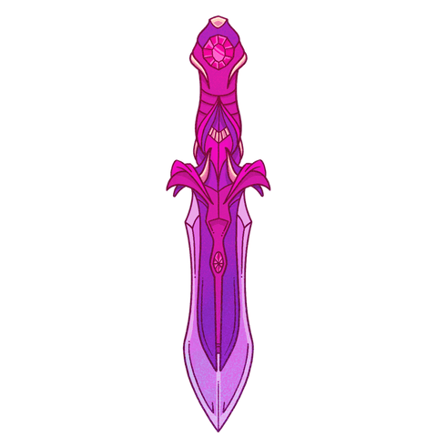 Vibrant fantasy sword with petal guard on transparent background