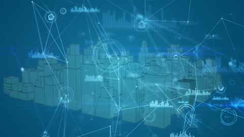 Futuristic Digital City with Connected Networks Background