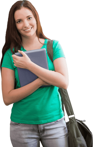 Young Woman Holding Tablet Transparent Background - Download Free Stock Videos Pikwizard.com