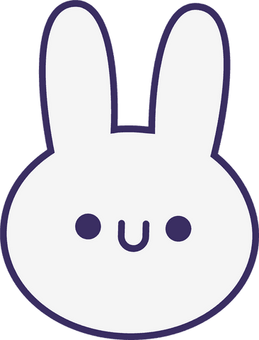 Stylized cartoon bunny head on transparent background