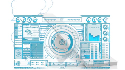 Digital Interface with Scanner and Data Processing Graphics