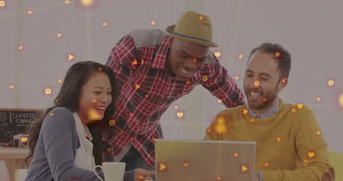 Diverse Group Connecting Through Technology with Networking Icons