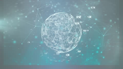 Digital Globe with Red Technological Connections and Data Visuals