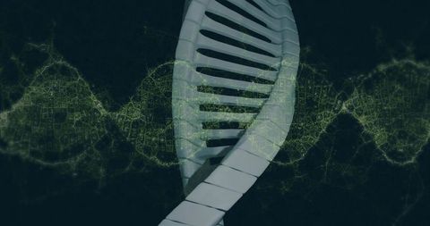 Futuristic 3d dna helix with glowing network connection