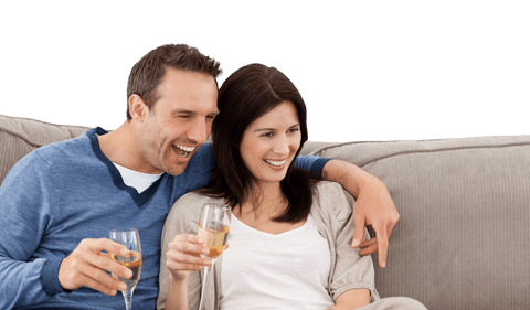 transparent couple enjoying champagne together on sofa - Download Free Stock Videos Pikwizard.com