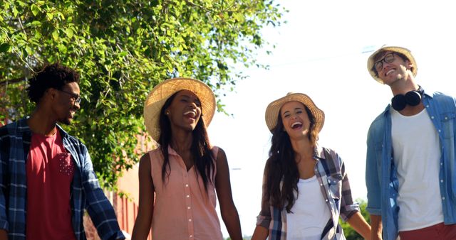 Group of Friends Enjoying Outdoor Walk in Summer - Download Free Stock Images Pikwizard.com