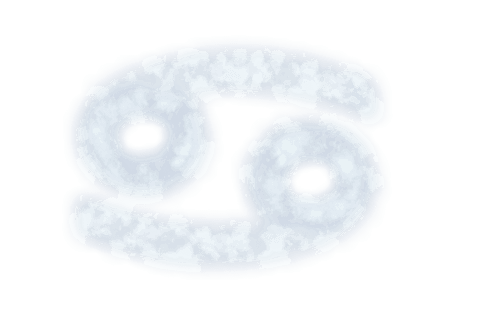 Cancer zodiac sign made of fluffy clouds on transparent background