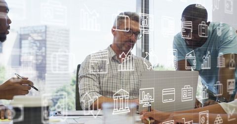 Diverse Team Analyzing Data Analytics with Business Technology