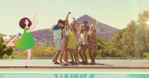 Diverse Friends Dancing by Pool During Holiday Celebration - Download Free Stock Images Pikwizard.com