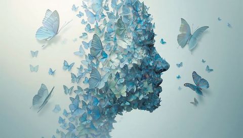 Surreal butterfly silhouette conveys transformation and harmony