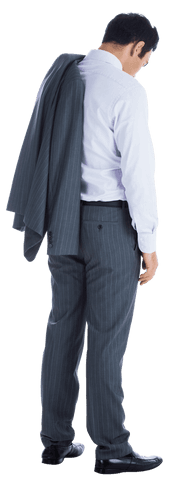 Transparent Businessman in Gray Suit Looking Down Isolated