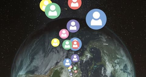 Global networking concept with profile icons over globe