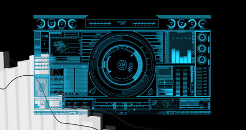 Futuristic Digital Interface Monitoring Data Analytics