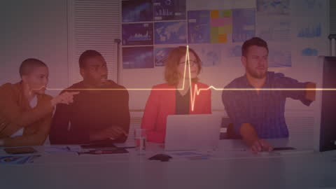 Business Team Analyzing Market Trends with Futuristic Interface