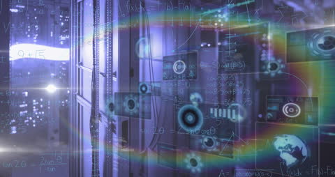 Digital Data Flow Analyzed in Modern Server Room Rig