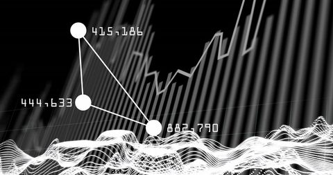 Digital Visualization of Data Nodes and Waveforms in Monochrome - Download Free Stock Images Pikwizard.com
