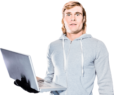 Surprised Male Hipster with Laptop on Transparent Background - Download Free Stock Videos Pikwizard.com