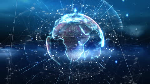 Futuristic Global Network with Digital World Connections