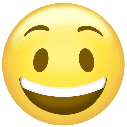 Glossy smiley face emoji with transparent background