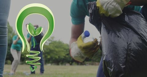 Eco volunteers cleaning countryside for conservation