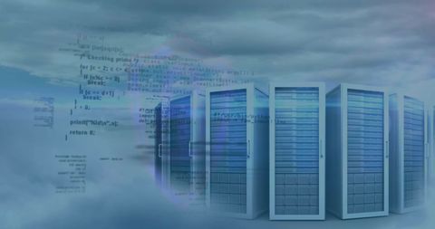Financial Data Servers with Digital Code Background - Download Free Stock Images Pikwizard.com