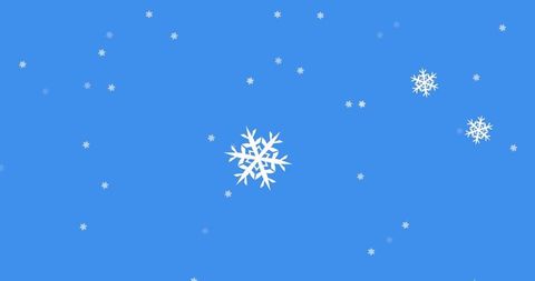Digital Snowflakes Floating on Blue Winter Background