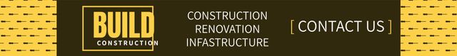 This banner is perfect for promoting construction businesses. It highlights key services such as construction, renovation, and infrastructure. With a 'contact us' prompt, it encourages potential clients to get in touch. It can be effectively used on websites, social media, and printed materials to boost company visibility and client engagement.